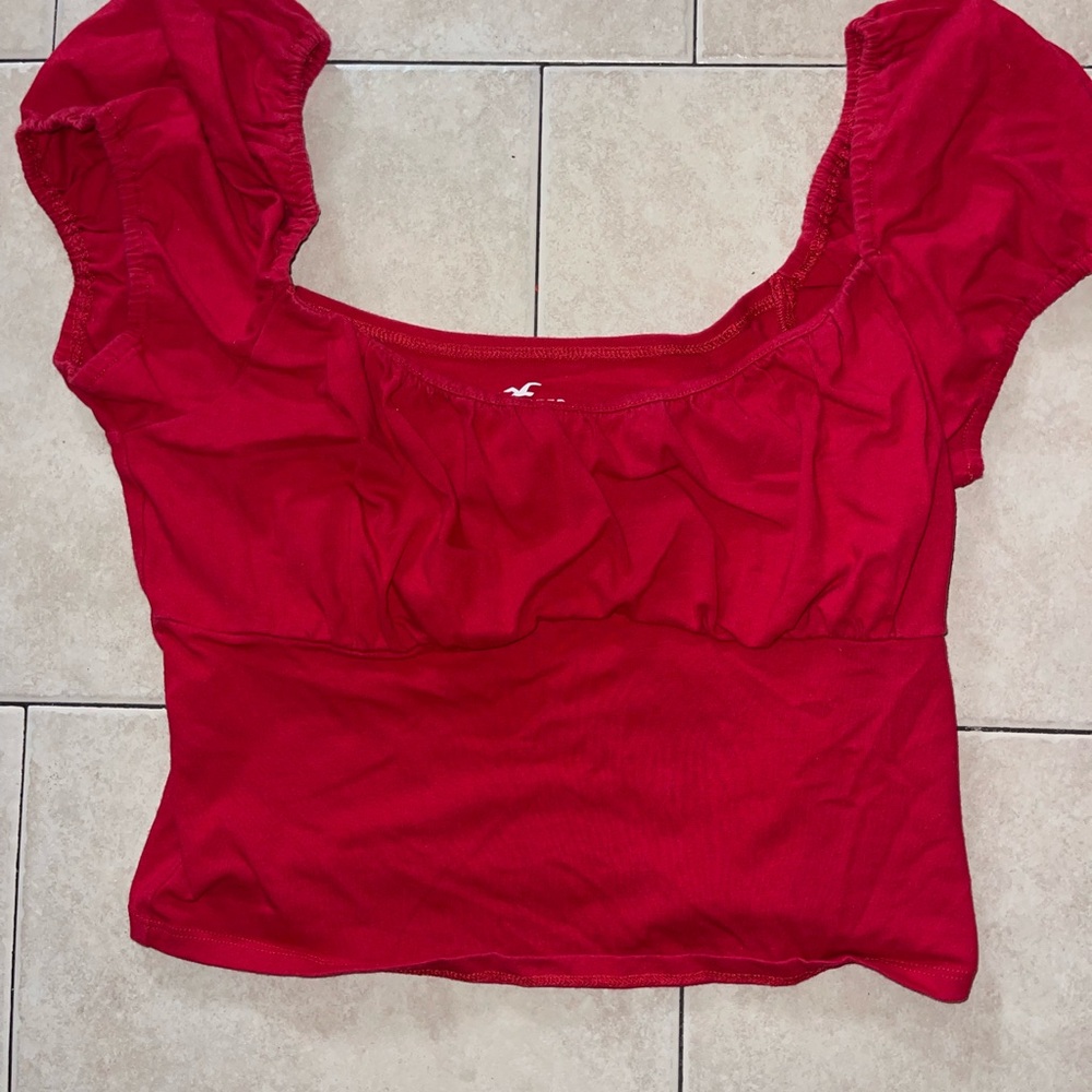 Hollister Red Puff Sleeve Blouse